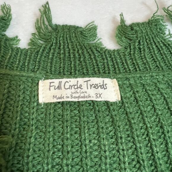 Full Circle Trends V-Neck Striped Color Block Frayed Sweater Size 3X NEW Casual - Picture 5 of 9